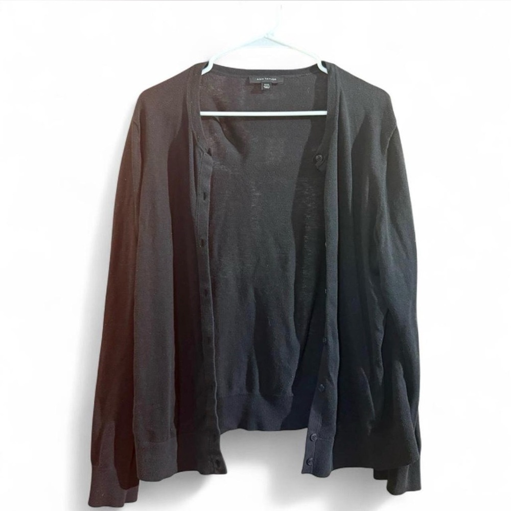 SOLD! 
Ann Taylor Black Button Front Cardigan XXL Soft Knit Workwear Sweater